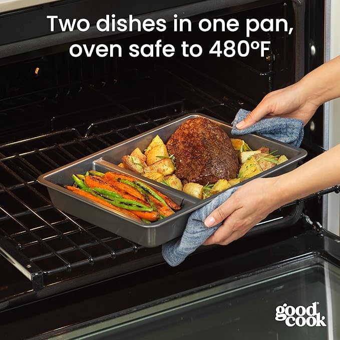 GoodCook Divided Baking Sheet Premium Carbon Steel Nonstick Pan, 9 x 13-Inch - Image 3