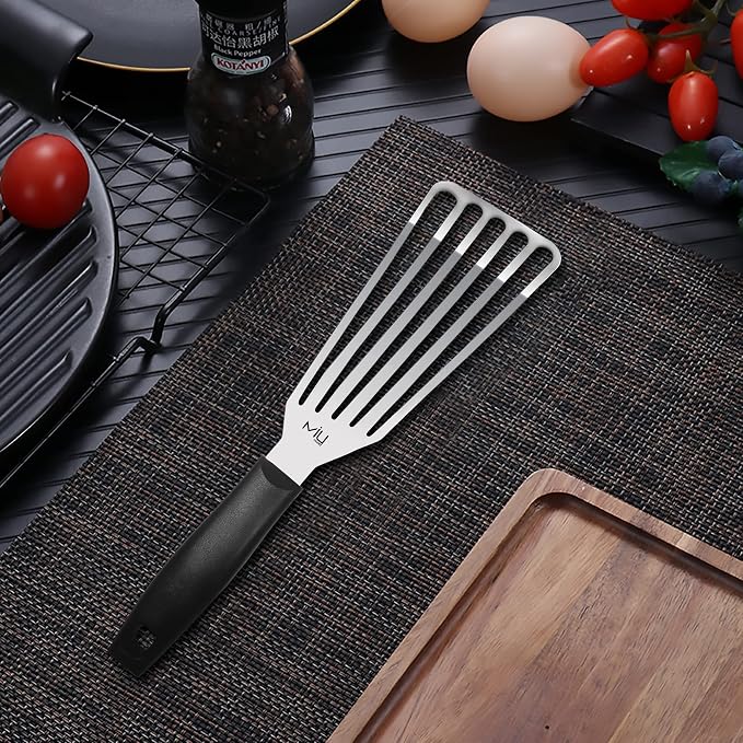 MIU Fish Spatula Stainless Steel, Slotted Flexible Metal, Lightweight Barbecue - Image 2