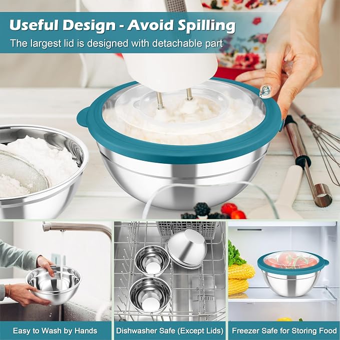 TeamFar Mixing Bowls, For Kitchen Mixing/Baking/Storing/Prepping, Visible & - Image 4