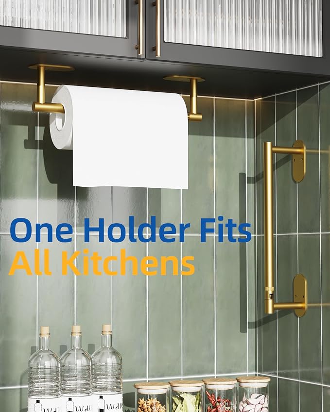 RUACQ Paper Towel Holder Under Cabinet, Wall Mounted or Adhesive Stainless - Image 7