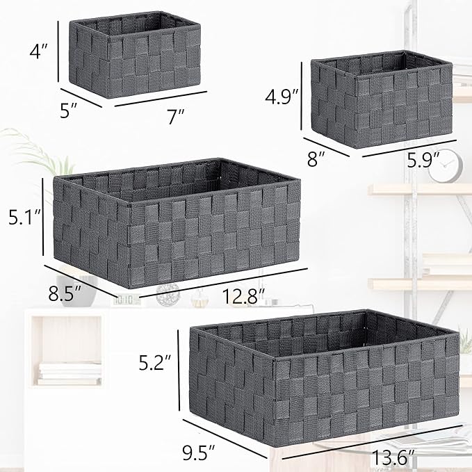 Posprica Woven Storage Baskets for Organizing 6 Pack, Large&Small Storage Cube - Image 4