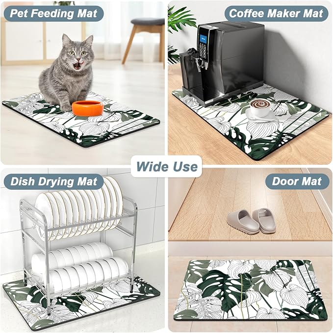 Rnivvi Coffee Mat, Hide Stain Rubber Backed Absorbent Dish Drying Pad - Image 7