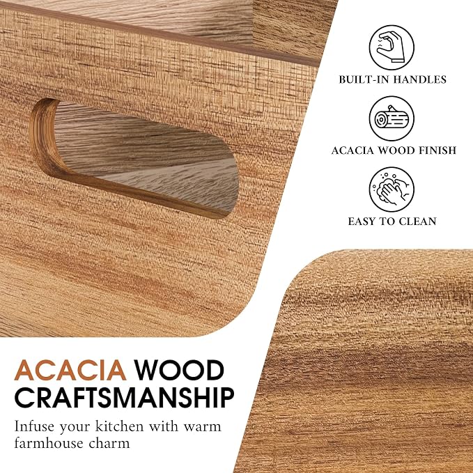 Acacia Wood Kitchen Utensil Holder - Image 5