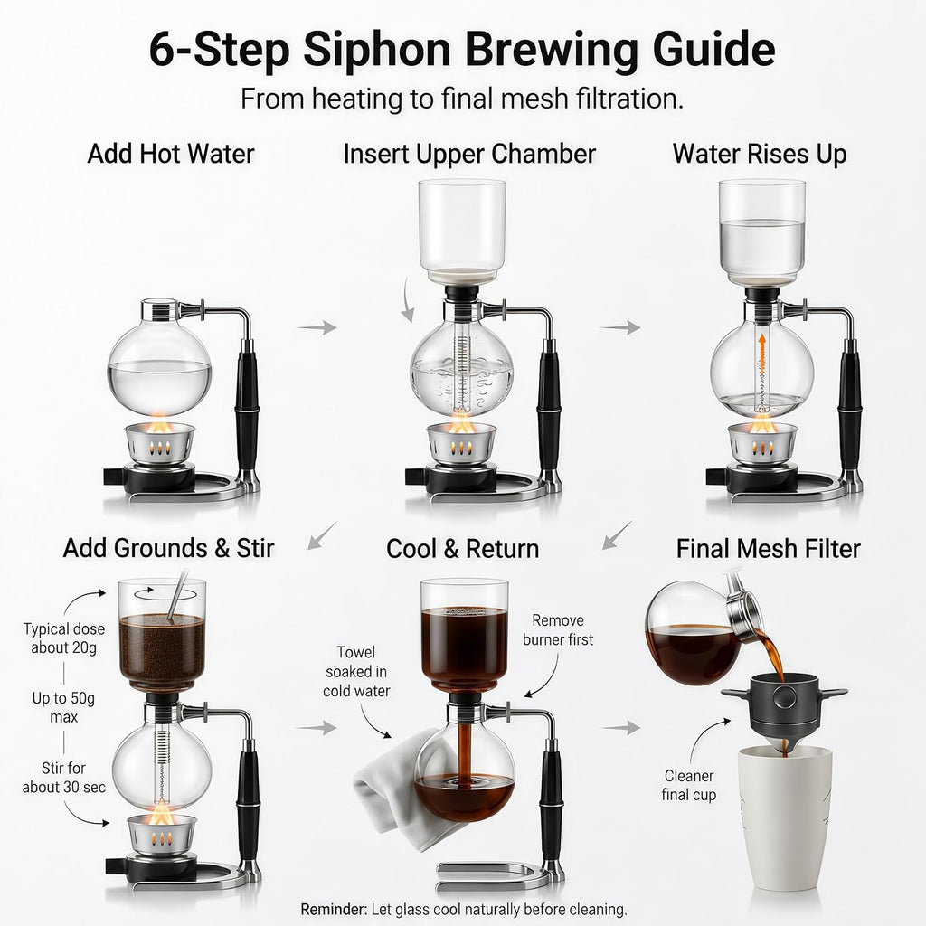 Siphon Coffee Maker, 20 oz Vacuum Brewer with Mesh Filter