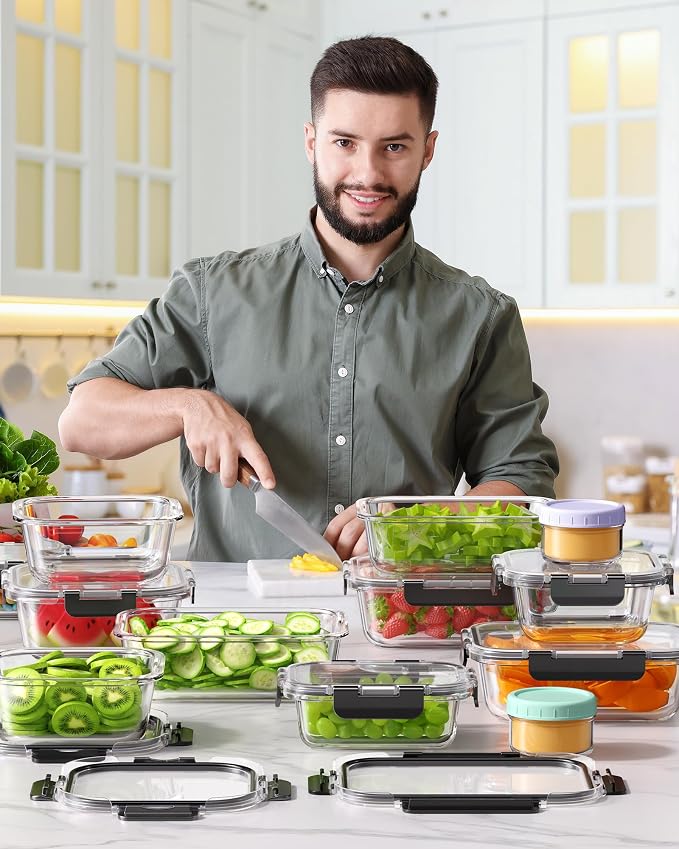 KEMETHY 40 PCS Glass Food Storage Containers - Image 7