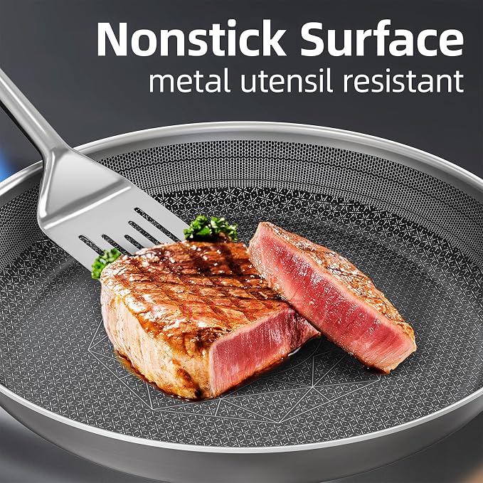 COOKER KING Stainless Steel Pans Set of 3, Nonstick Frying Pans, Induction Pan - Image 4