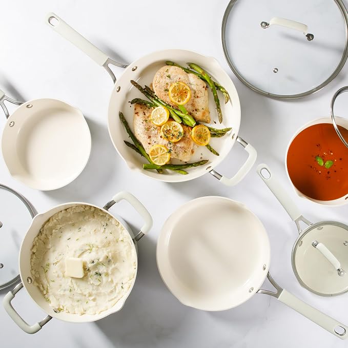 Martha Stewart Heathland Premium Nonstick PFA Free Ceramic Interior 10-Piece - Image 2