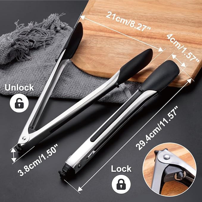 600ºF Heat Resistant Kitchen Tongs, 11.57 inch Tongs - Image 6