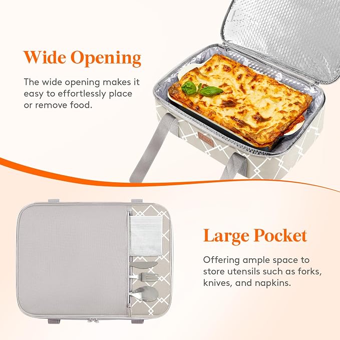 Lifewit Insulated Single Decker Casserole Carrier, Lasagna Lugger Holder - Image 5