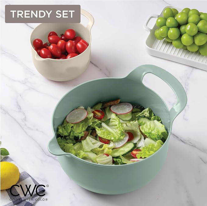 COOK WITH COLOR Nesting Plastic Mixing Bowl Set with Pour Spouts and Handles - Image 5