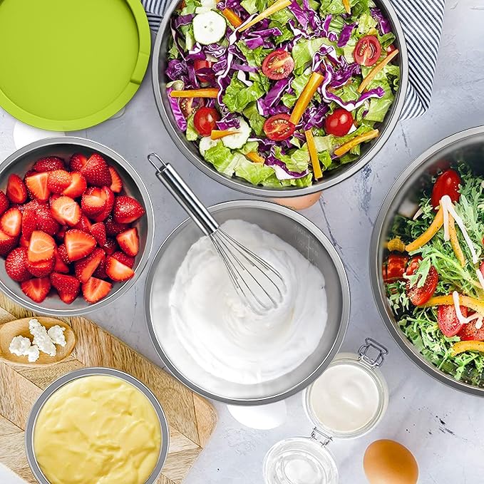 Wildone Mixing Bowls with Airtight Lids, 3 Grater Attachments, Measurement - Image 6