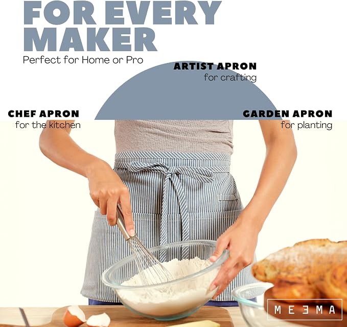 MEEMA Chef Waist Apron Cotton Fabric |Washable & Breathable Waitress & Server - Image 3