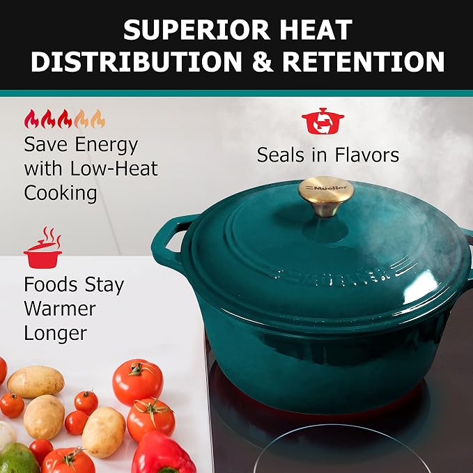 Mueller DuraCast 6 Quart Enameled Cast Iron Dutch Oven Pot - Image 4