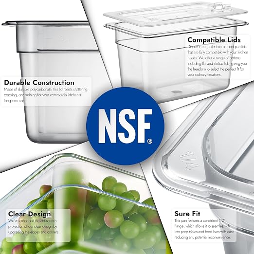 CURTA 6-Pack 1/4 Size 6" Deep NSF Polycarbonate Food Pans | Dishwasher & - Image 5