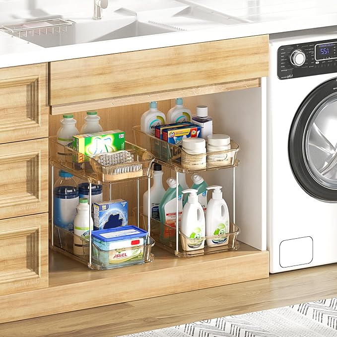 Delamu 2-Tier Under Sink Organizers and Storage, Pull Out Kitchen Pantry - Image 7