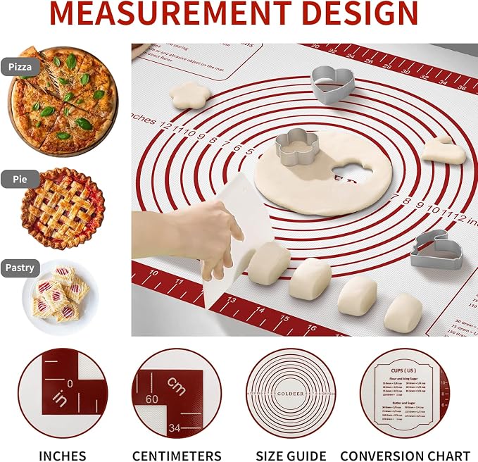Non Stick Pastry Mat for Rolling Dough Fondant Pie Crust, Macaron Silicone - Image 3