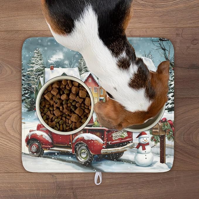 Christmas Dish Drying Mat for Kitchen Counter 18x16 Inch Xmas Red Truck Drying - Image 8