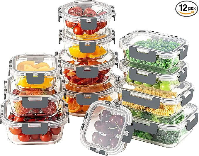 HOMBERKING 24pc Borosilicate Glass Food Storage Containers by HOMBERKING