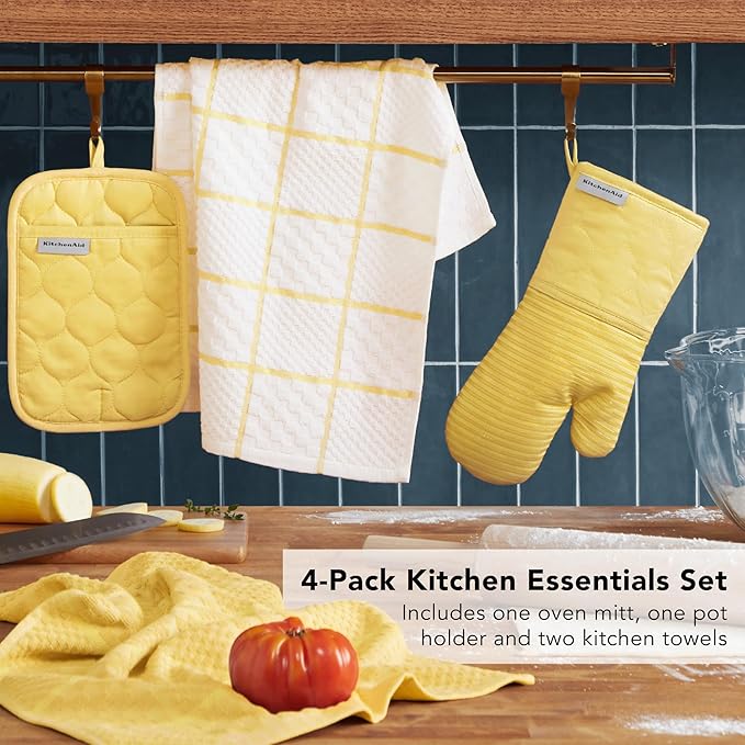 KITCHENAID Quilted Cotton Terry Cloth Oven Mitt, Pot Holder, Kitchen Towel - Image 3