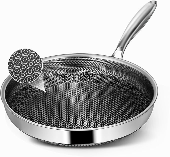 Non Stick Frying Pans, 10-inch Hybrid Frying Pans Nonstick Stainless Steel by Vocvee