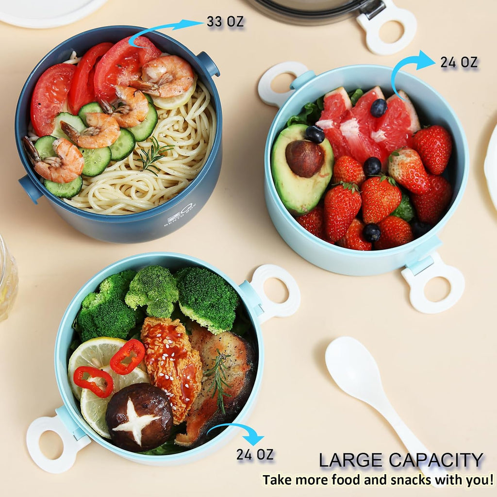 3-Tier Stackable Lunch Box Adult Bento Box Set with Thermo Bag