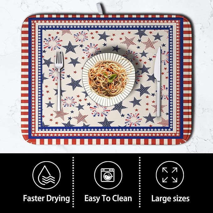 Happy 4th of July Patriotic Dish Drying Mat 16 x 18 Inch US Independence Day - Image 4