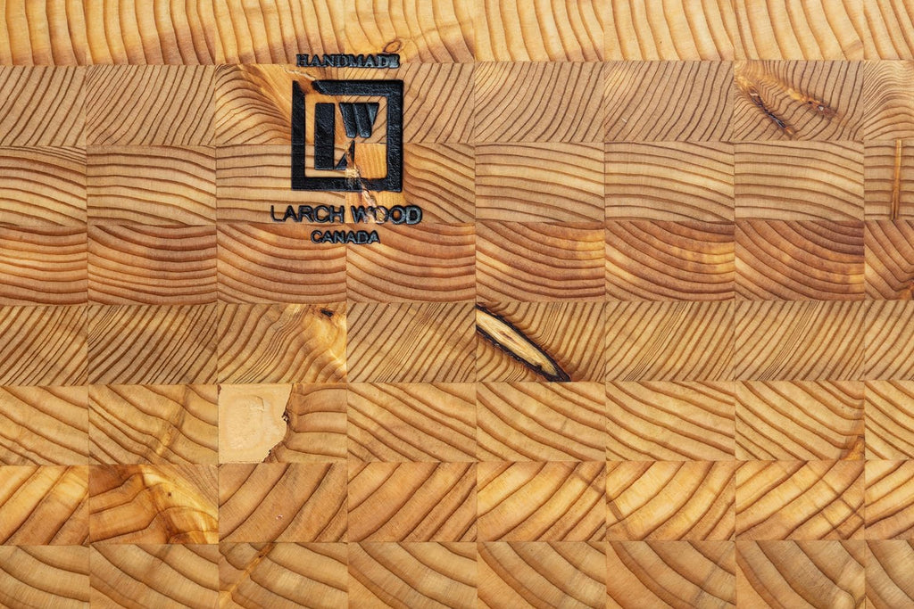 Larch Wood Canada End Grain One Hander Large Cutting Board, Standard