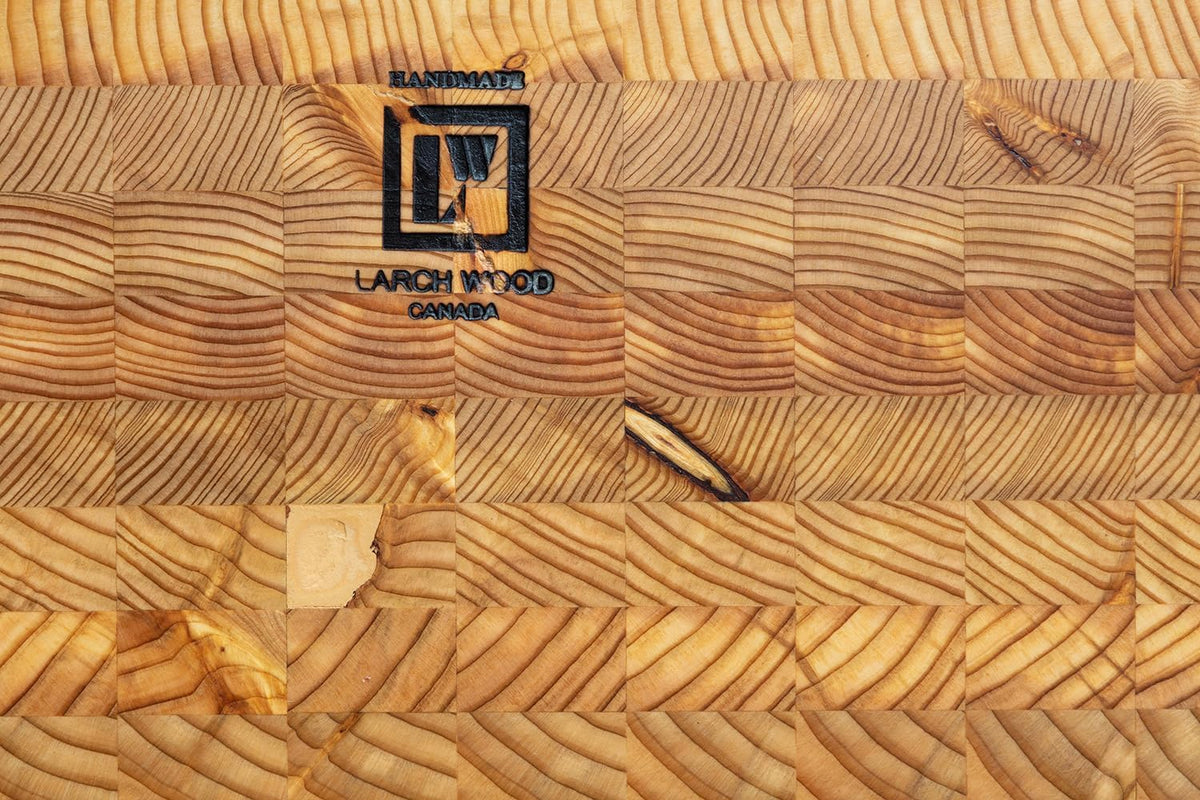 Larch Wood Canada End Grain One Hander Large Cutting Board, Standard