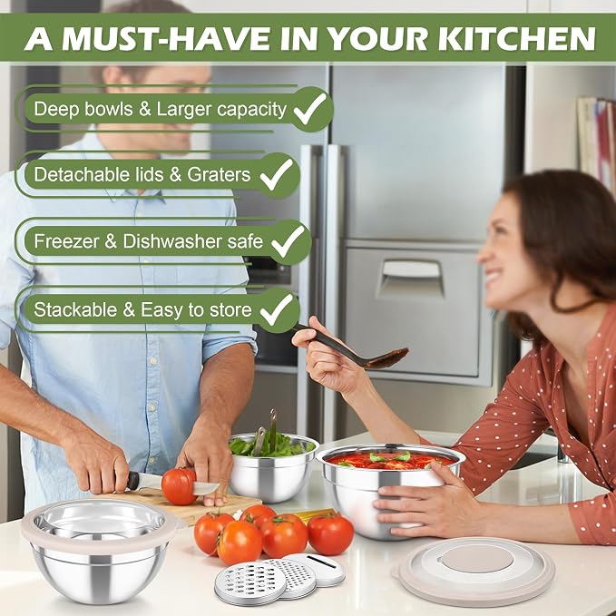 TeamFar Mixing Bowls, For Kitchen Mixing/Baking/Storing/Prepping, Visible & - Image 8