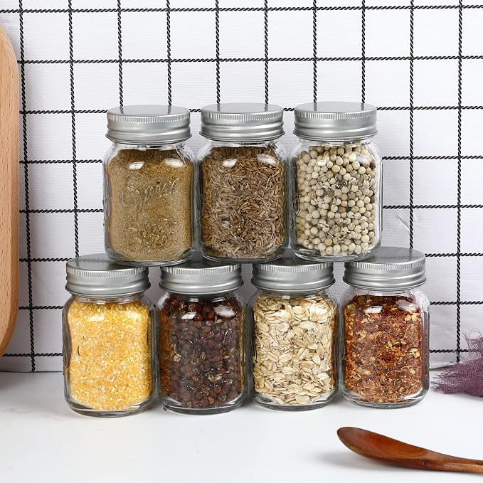 30 Pack 4oz Glass Mason Spice Jars Bottles, Empty Round Containers - Image 5