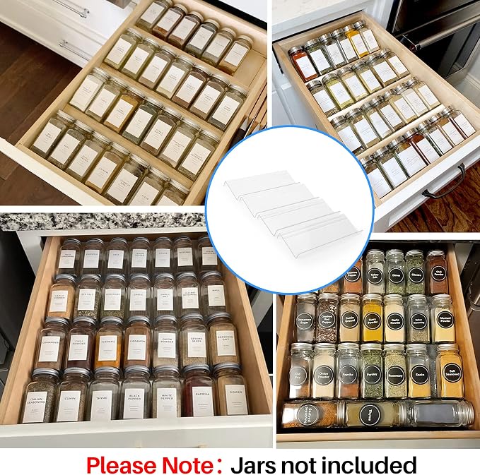 MIUKAA Clear Acrylic Spice Drawer Organizer, 4 Tier Seasoning Jars Drawers - Image 2