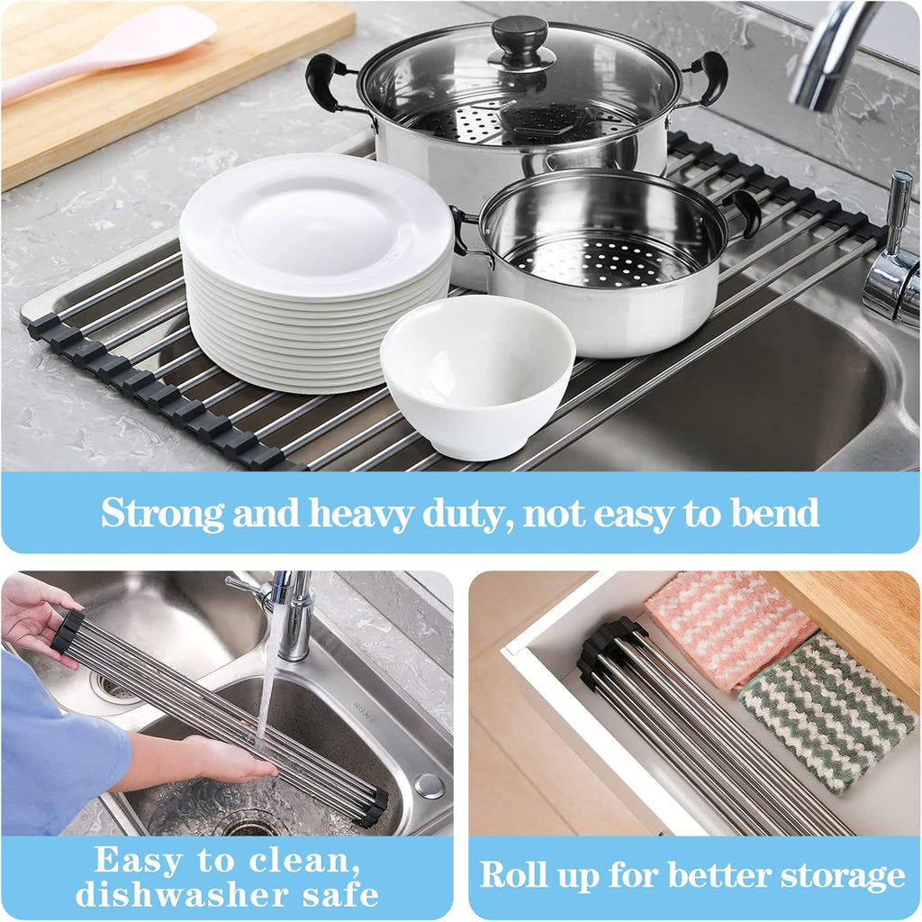Roll Up Dish Drying Rack Over the Sink Drying Rack for Kitchen