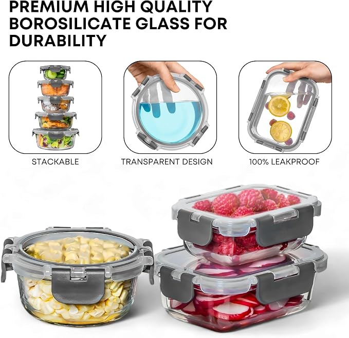 Razab 30 PC Glass Food Storage Containers - Image 7