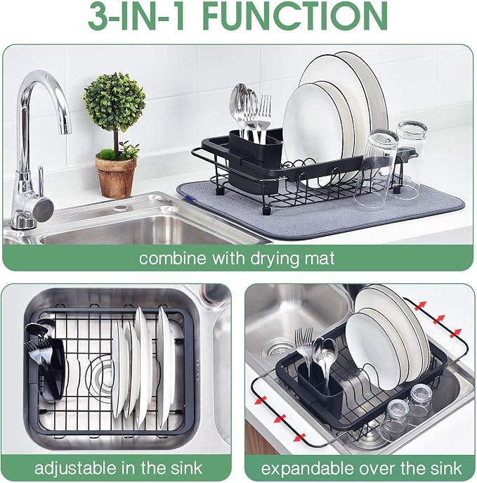 TOOLF Expandable Dish Drying Rack Over The Sink Adjustable Dish Rack in Sink Or - Image 2