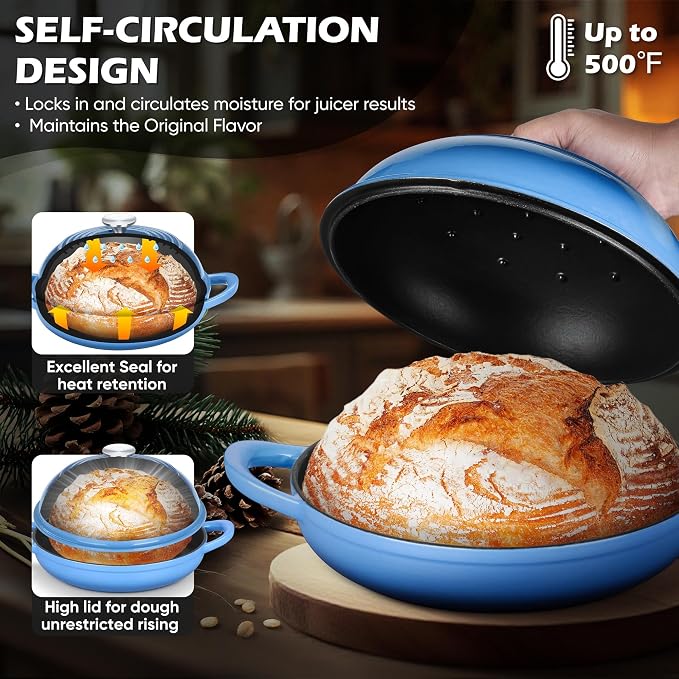 Bread Dutch Oven for Sourdough Baking, Joyfair Enameled Cast Iron Dutch Oven Pot - Image 3