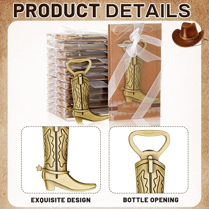 Hortsun 36 Sets Cowboy Boot Bottle Openers Baby Shower Bottle Opener Favors - Image 3
