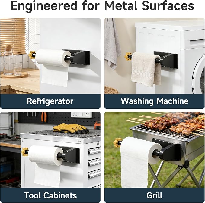 Magnetic Paper Towel Holder for Fridge Strong Magnet Black Kitchen Towel - Image 7