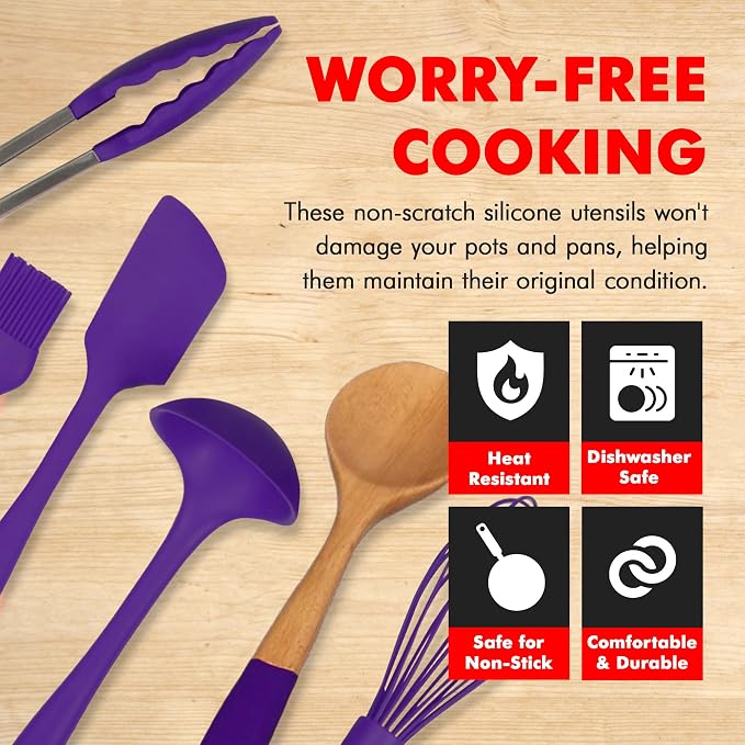 Chef Craft Premium Silicone Kitchen Tool and Utensil Set, 11 Piece - Image 3