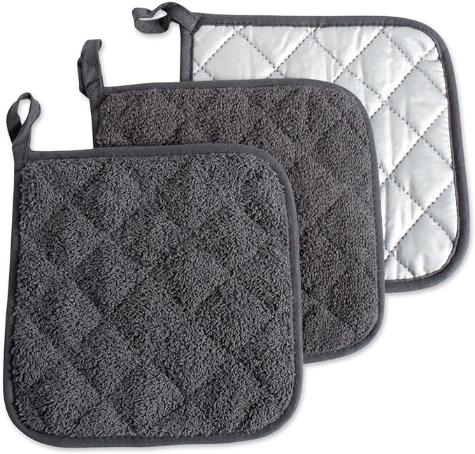 DII Basic Terry Collection Quilted 100% Cotton, Mineral Gray, 3 Piece by DII