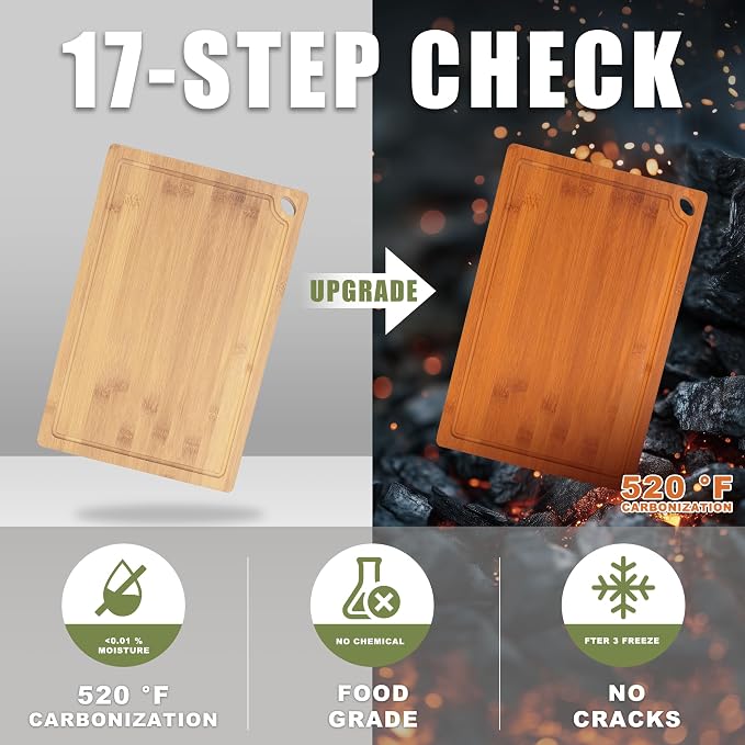 3-Piece Organic Bamboo Cutting Board Set - Image 5