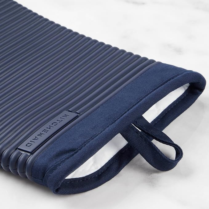 KITCHENAID Ribbed Soft Silicone Oven Mitt 2-Pack Set, Ink Blue - Image 5