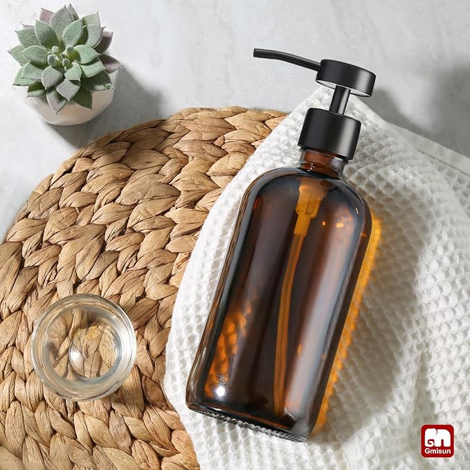 GMISUN Amber Glass Soap Dispenser, 1 Pack Dish Soap Dispensers - Image 8