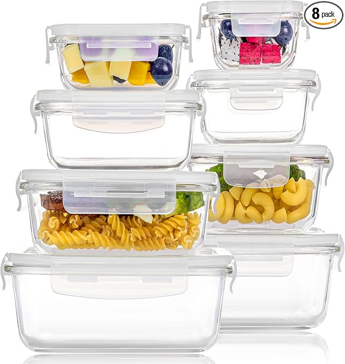 Vtopmart 8 Pack Glass Food Storage Containers by Vtopmart