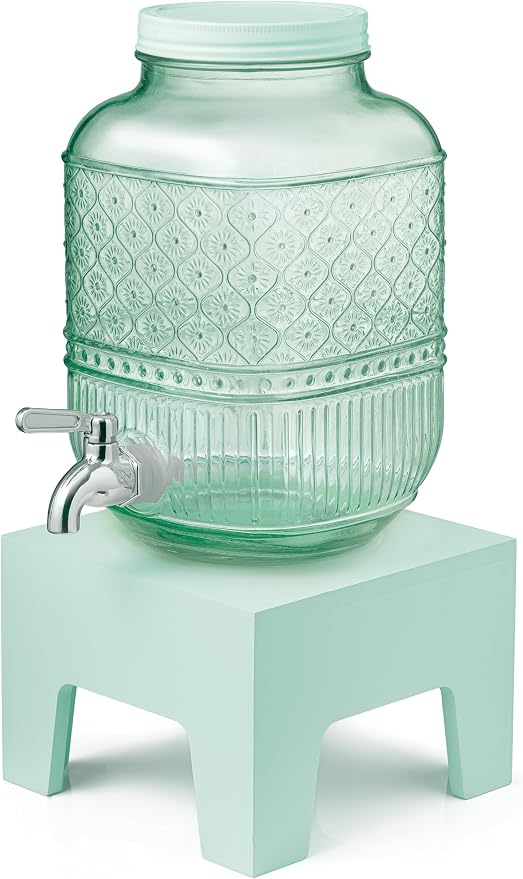 Beverage Dispenser 1 Gallon, Glass Drink Dispenser - Image 9