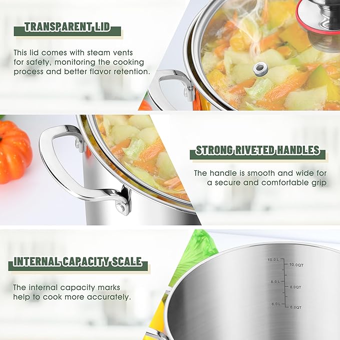 Herogo 12 Quart 18/10 Stainless Steel Stock Pot - Image 6