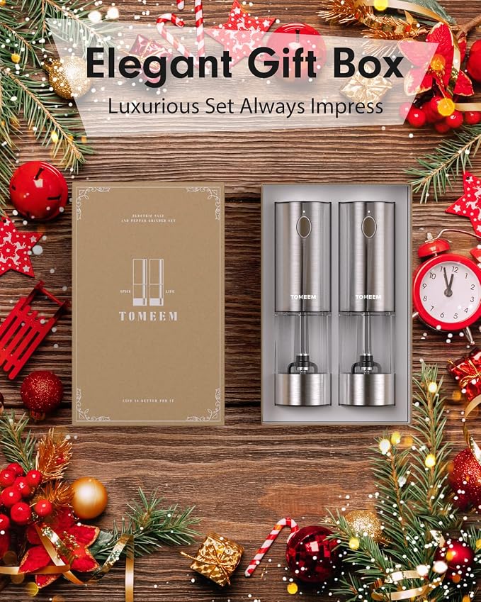 TOMEEM Upgraded Larger Capacity Electric Salt and Pepper Grinder Set - Image 9