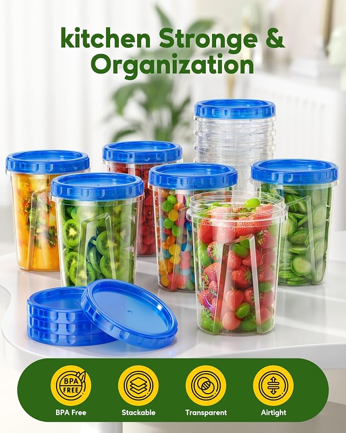 Canfanni 10 Pack-33oz Freezer Storage Containers Set, Plastic Food Storage - Image 3