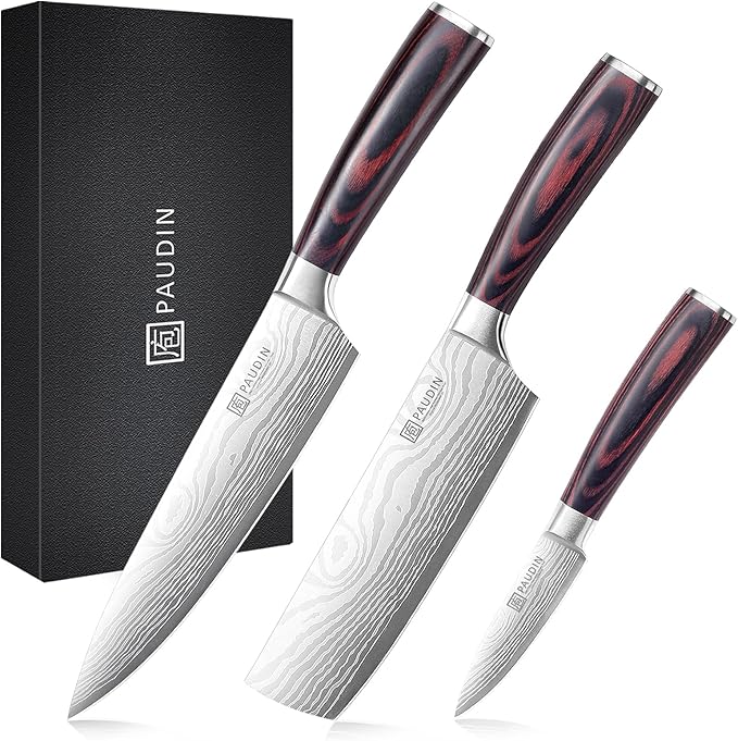 PAUDIN Kitchen Knife Set, 3 Piece High Carbon Stainless Steel Professional Chef by PAUDIN