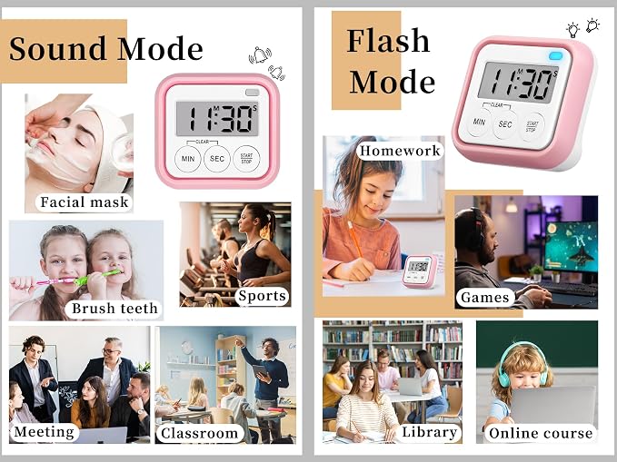 Timer, Kitchen Timers for Cooking Classroom Timer for Kids Teachers Magnetic - Image 2