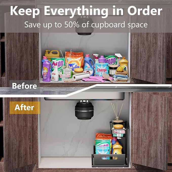 Ceetug Under Sink Organizers and Storage 2 Tier Slide Out Kitchen Cabinet - Image 5